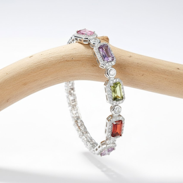 Sugar Cube Gemstone Luxury Bracelet