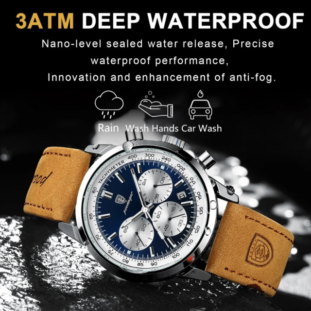 Classic Leather Strap Multifunction Men's Quartz Watch