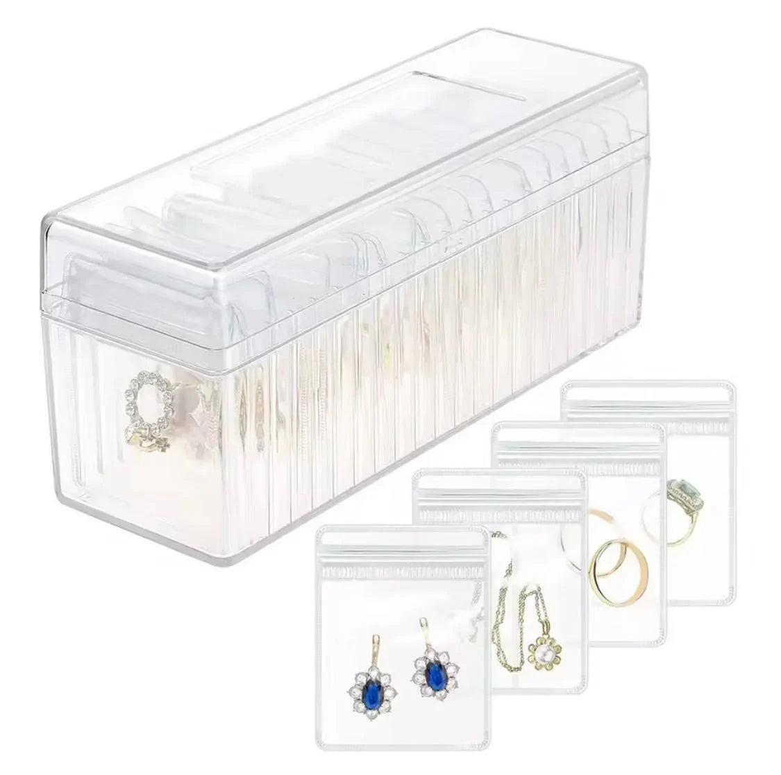 Acrylic Jewelry Organizer with 20 Pouches Transparent & Waterproof