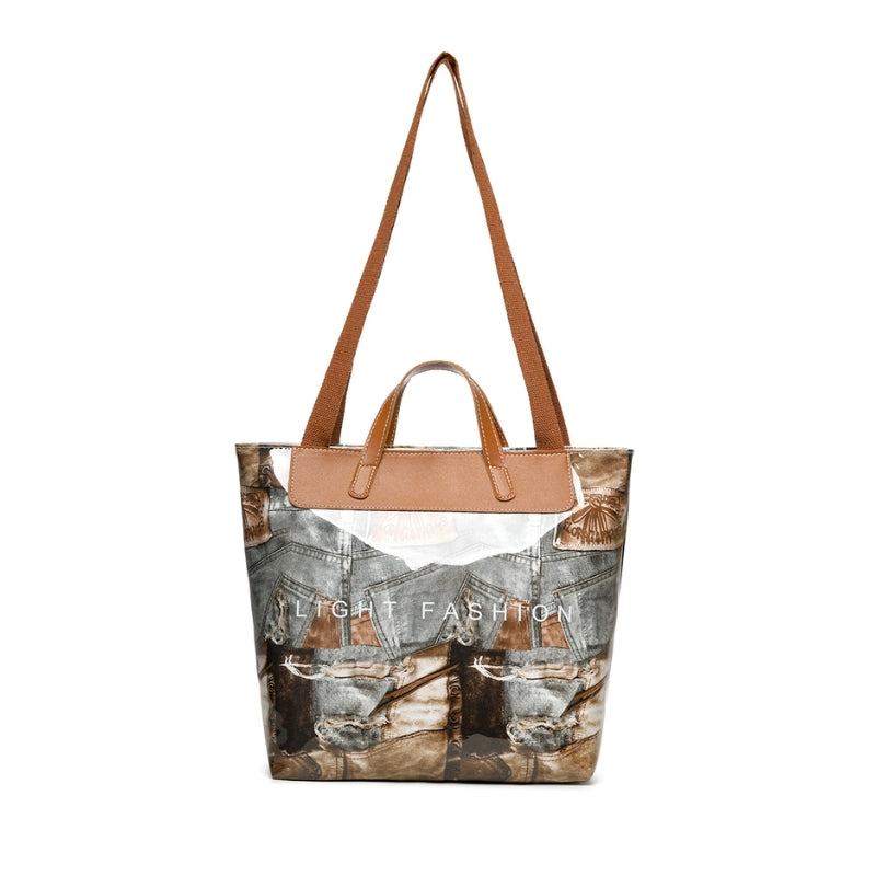 Contrasting Color Large Capacity Shoulder Bag