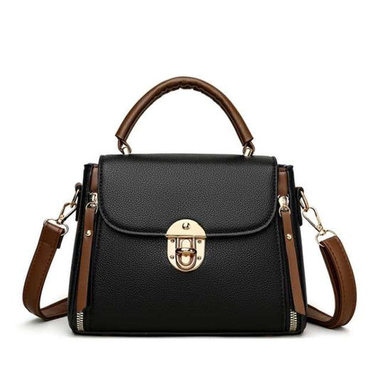Classic Lock Front Women Handbag with Top Handle