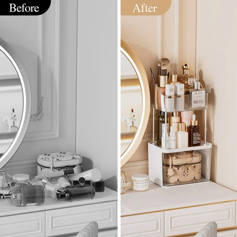 2 Layer Makeup Cosmetic Organizer With Drawer