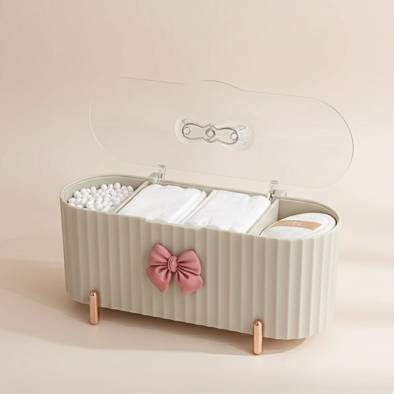 3-Grid Cosmetic Storage Box With Lid