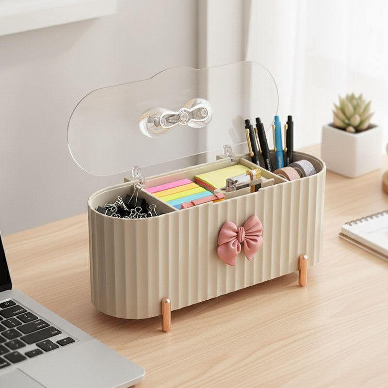 3-Grid Cosmetic Storage Box With Lid