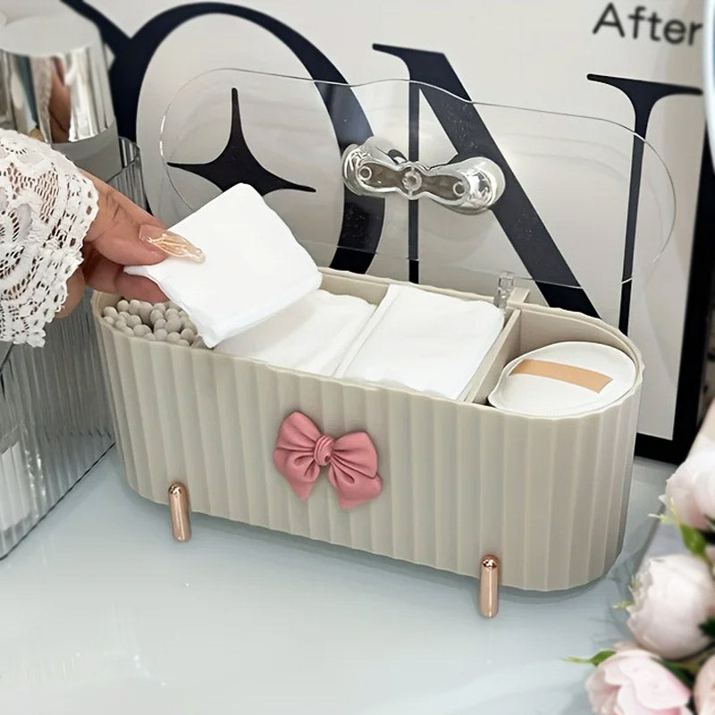 3-Grid Cosmetic Storage Box With Lid