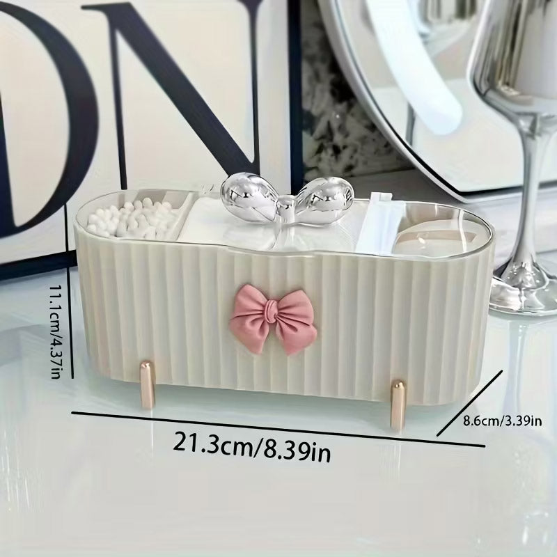 3-Grid Cosmetic Storage Box With Lid