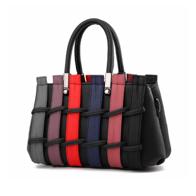 Chic Woven Handbag With Cute Bear Pendant