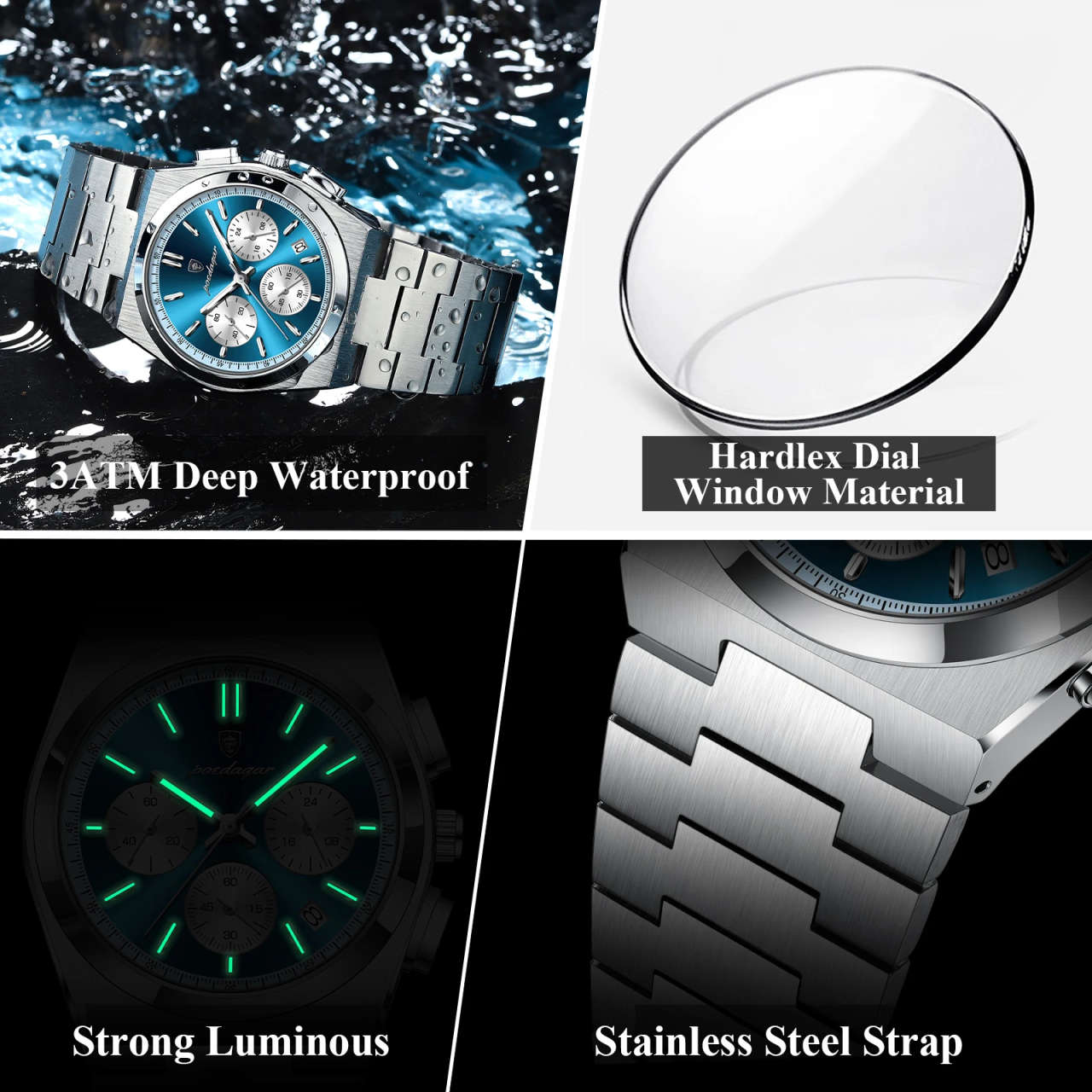 Multifunctional Waterproof Luminous Quartz Watch For Men