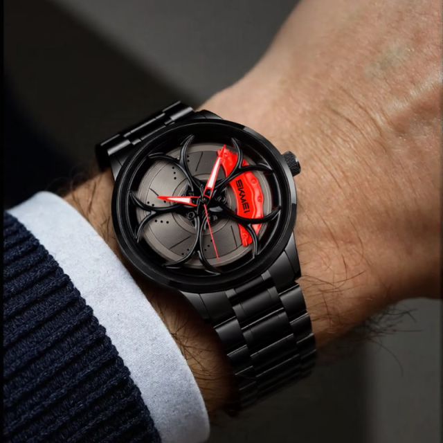 Stainless Steel Wheel Dial Quartz Watch