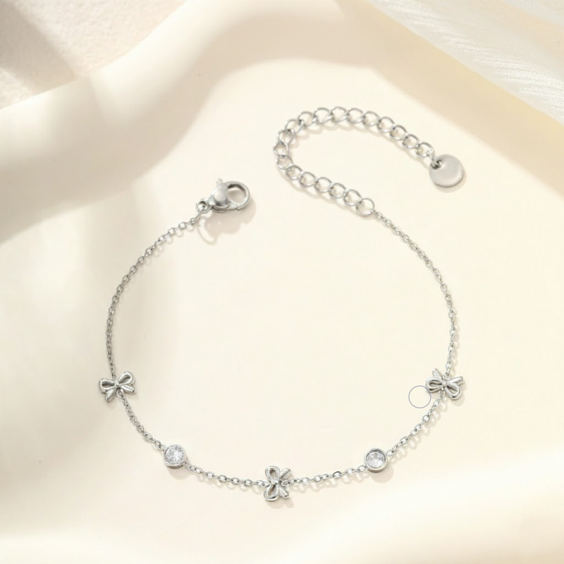 Elegant Zircon Bow Geometric Bracelet