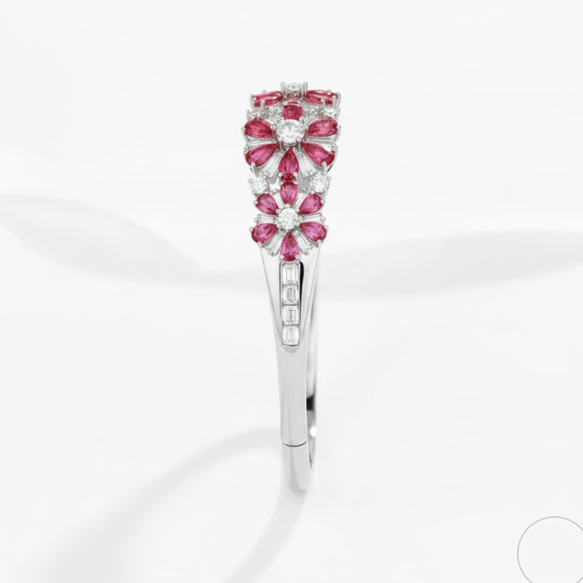 Dual-Tone Gemstone Alloy Bracelet