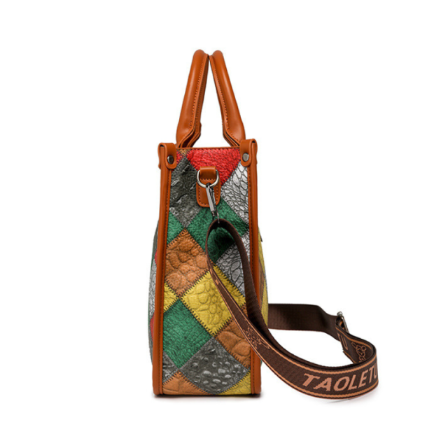 Color Block Large Capacity Fashion Handbag