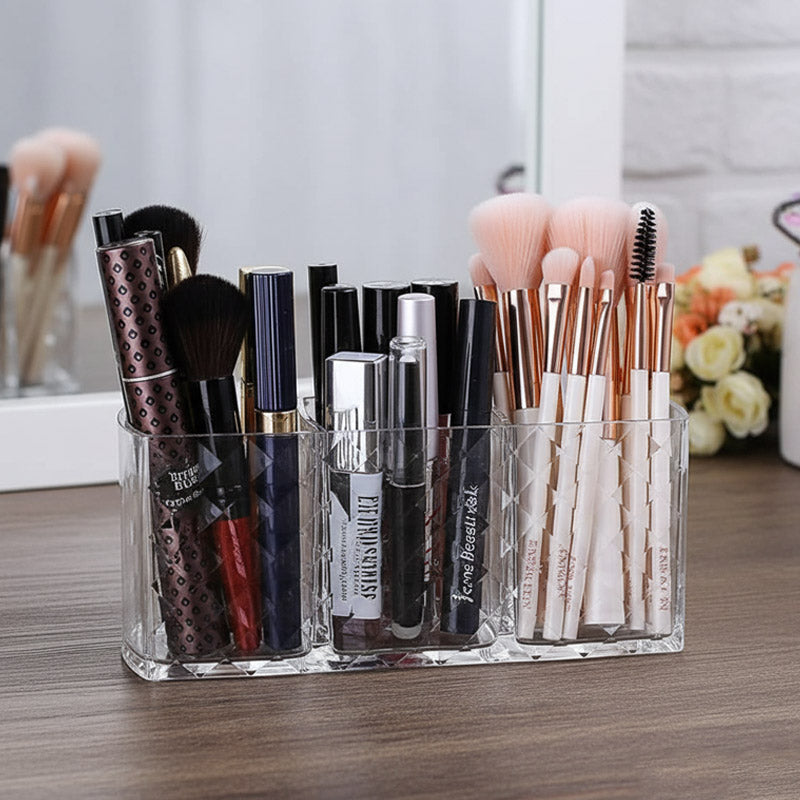3 Compartments Acrylic Brush Holder
