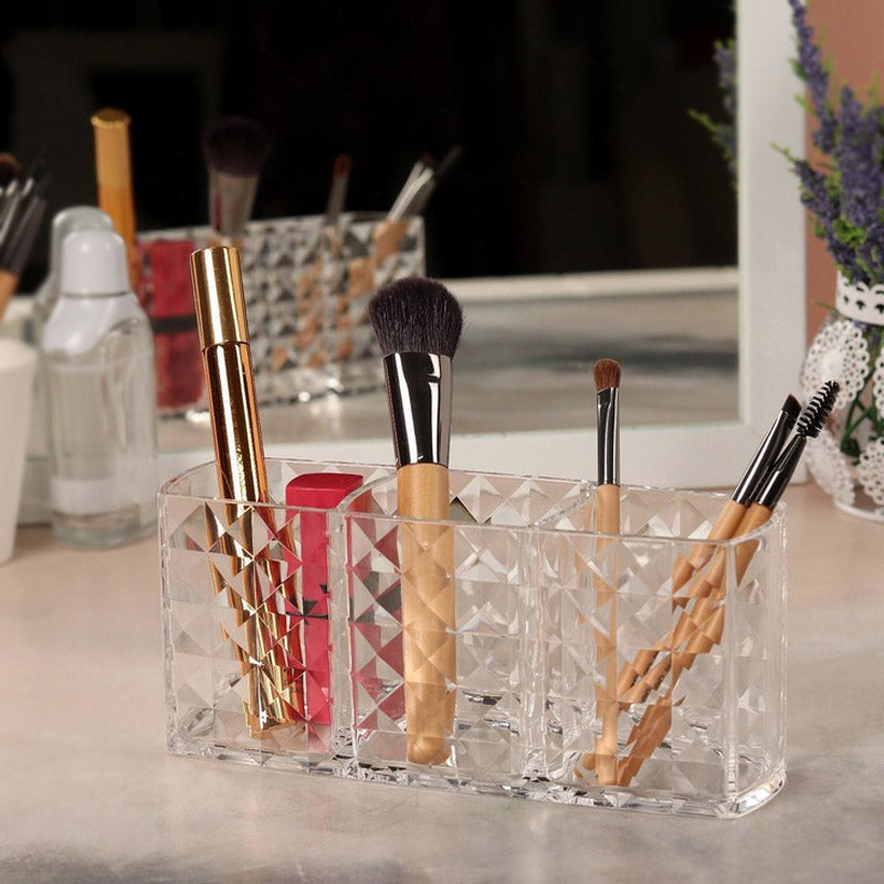 3 Compartments Acrylic Brush Holder