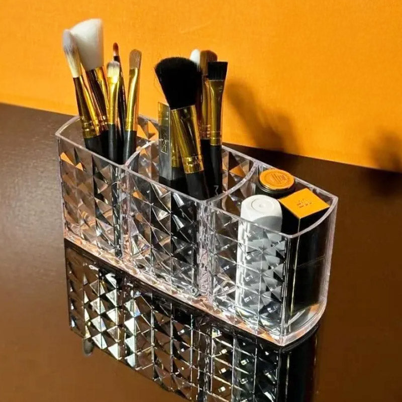 3 Compartments Acrylic Brush Holder
