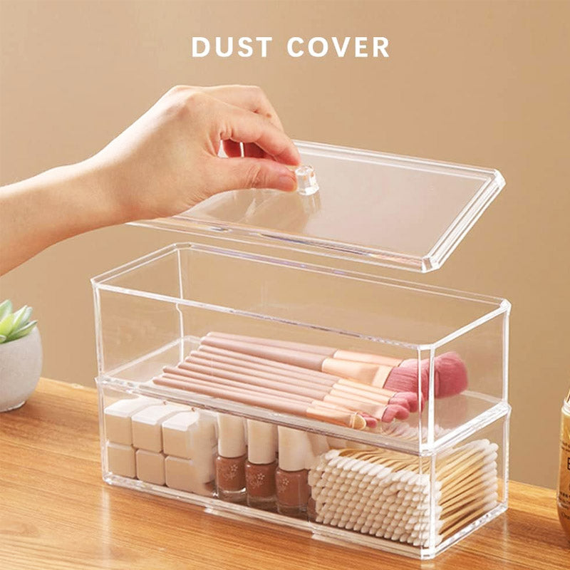 Acrylic Makeup Cosmetic Container With Lid
