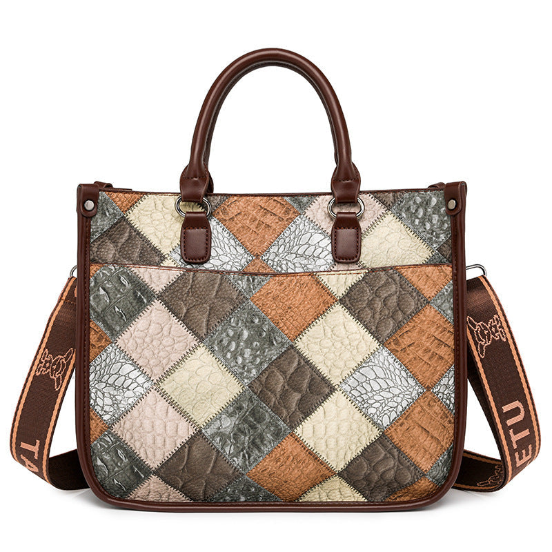 Color Block Large Capacity Fashion Handbag