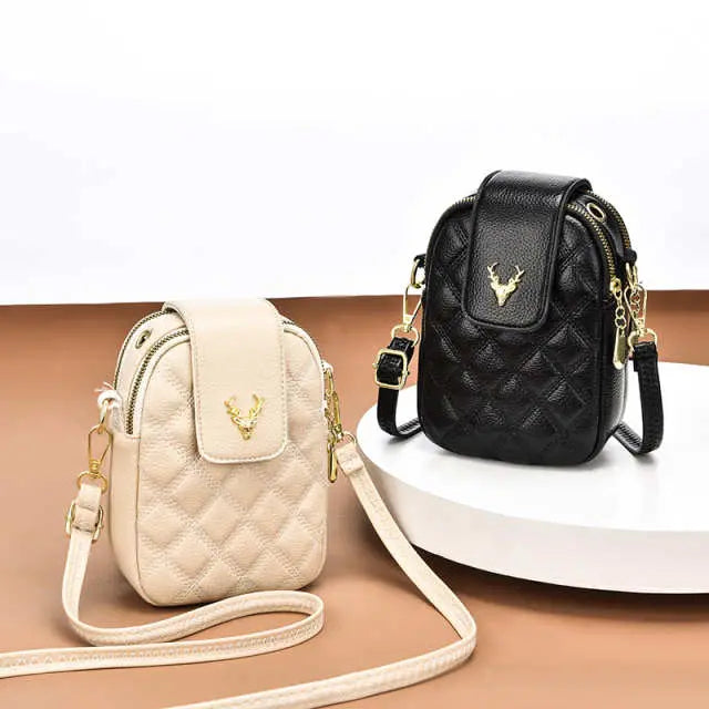 Compact PU Leather Mobile Phone Crossbody Bag