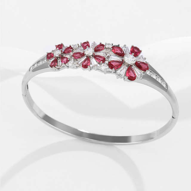 Dual-Tone Gemstone Alloy Bracelet