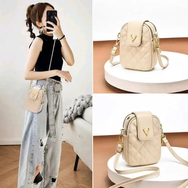 Compact PU Leather Mobile Phone Crossbody Bag