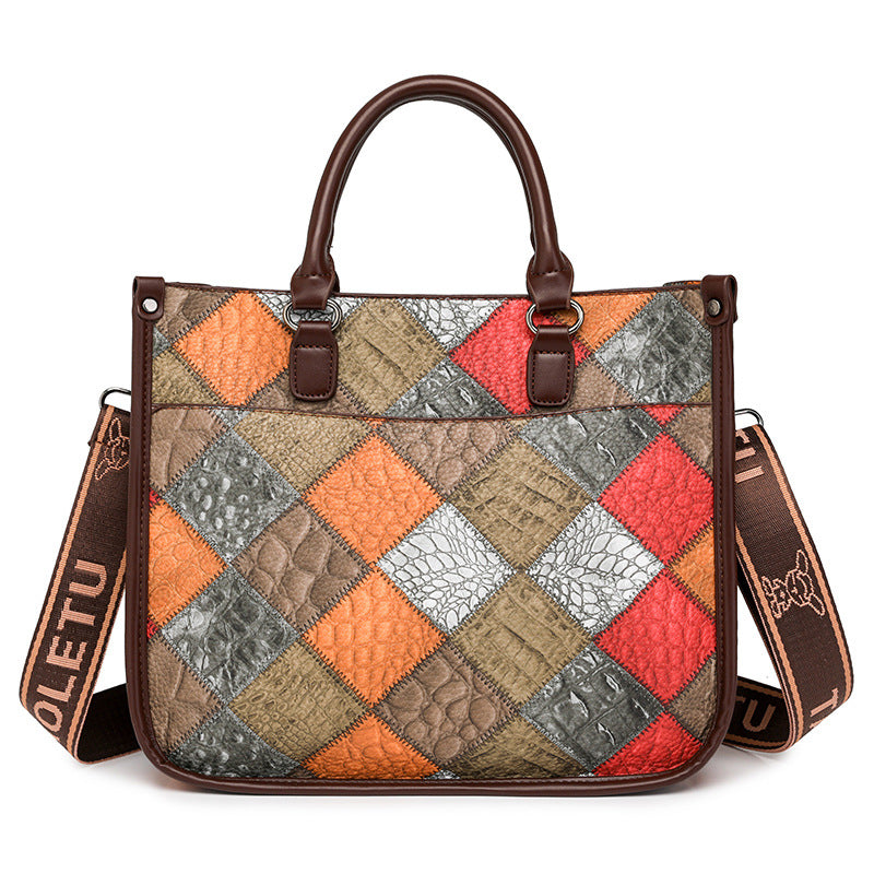 Color Block Large Capacity Fashion Handbag