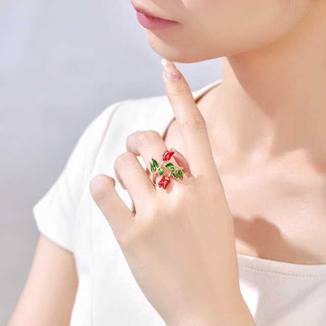 Oil Drop Retro Rose Open Ring