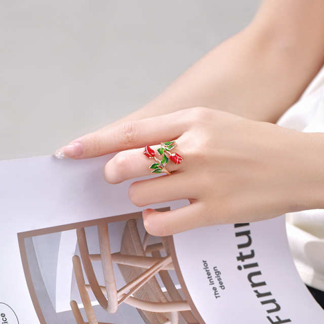 Oil Drop Retro Rose Open Ring