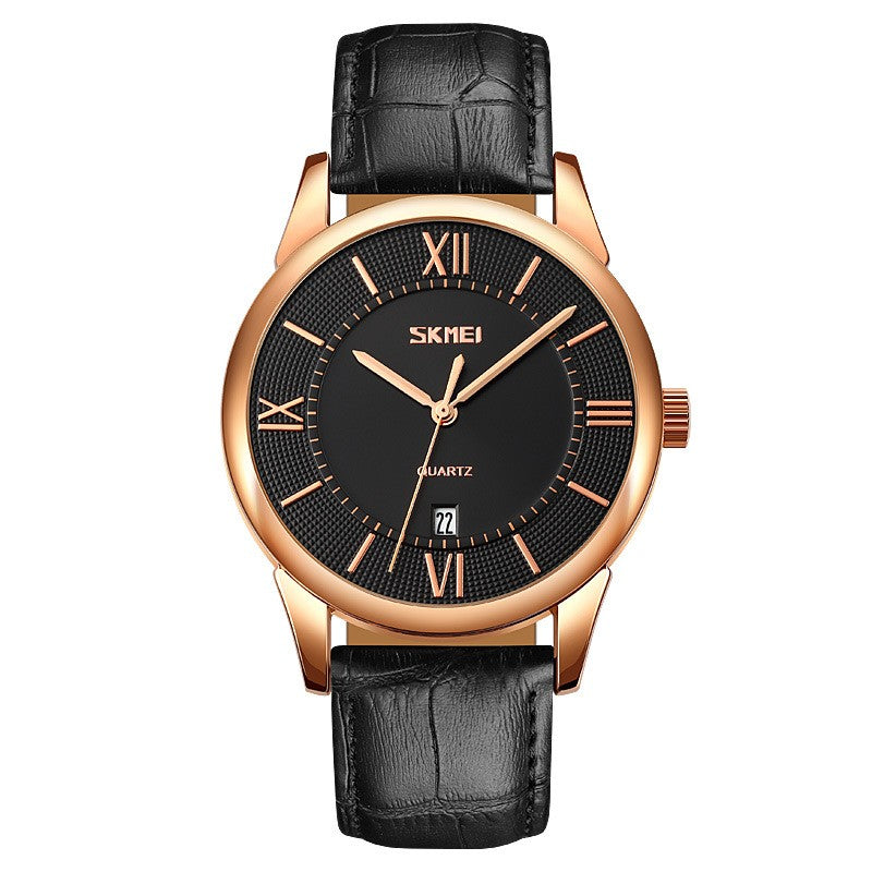 Classic Leather Strap Waterproof Quartz Watch