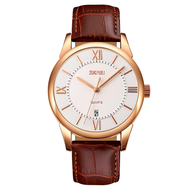 Classic Leather Strap Waterproof Quartz Watch