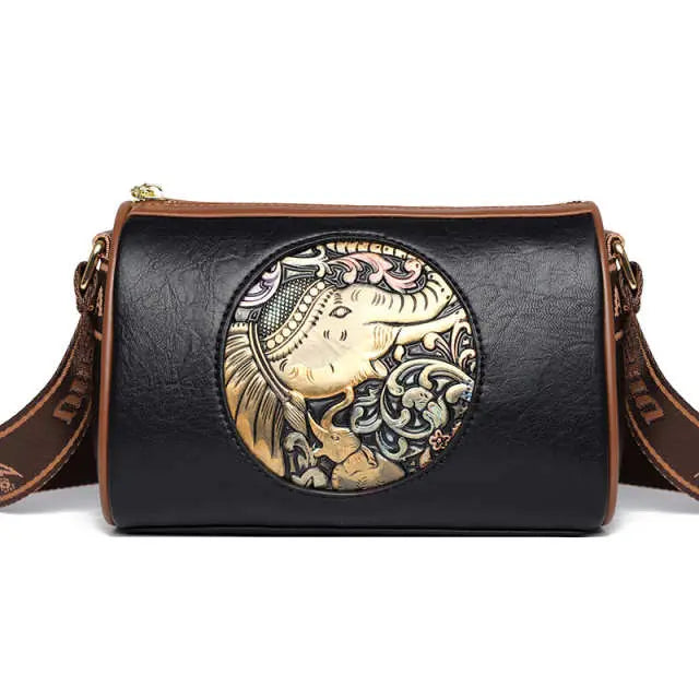 Chinese Style Embossed  Retro Shoulder Crossbody Bag