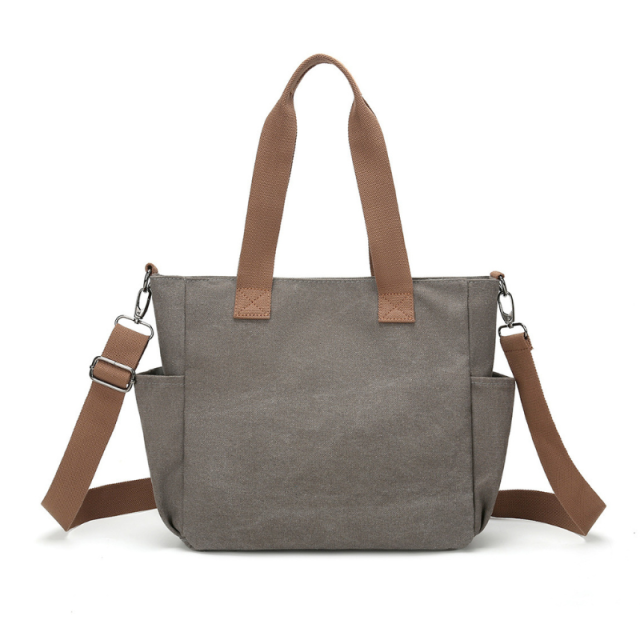 Canvas Multi Pocket Large Capacity Shoulder Bag