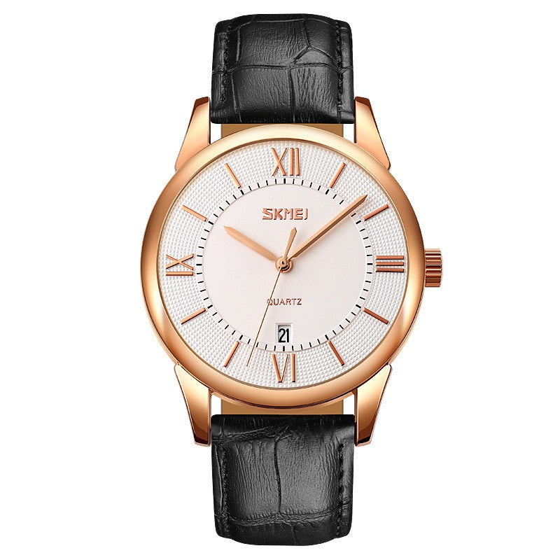 Classic Leather Strap Waterproof Quartz Watch