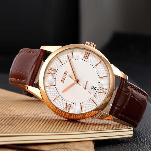 Classic Leather Strap Waterproof Quartz Watch