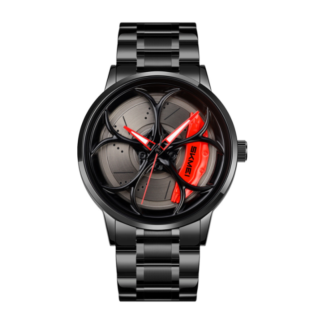 Stainless Steel Wheel Dial Quartz Watch