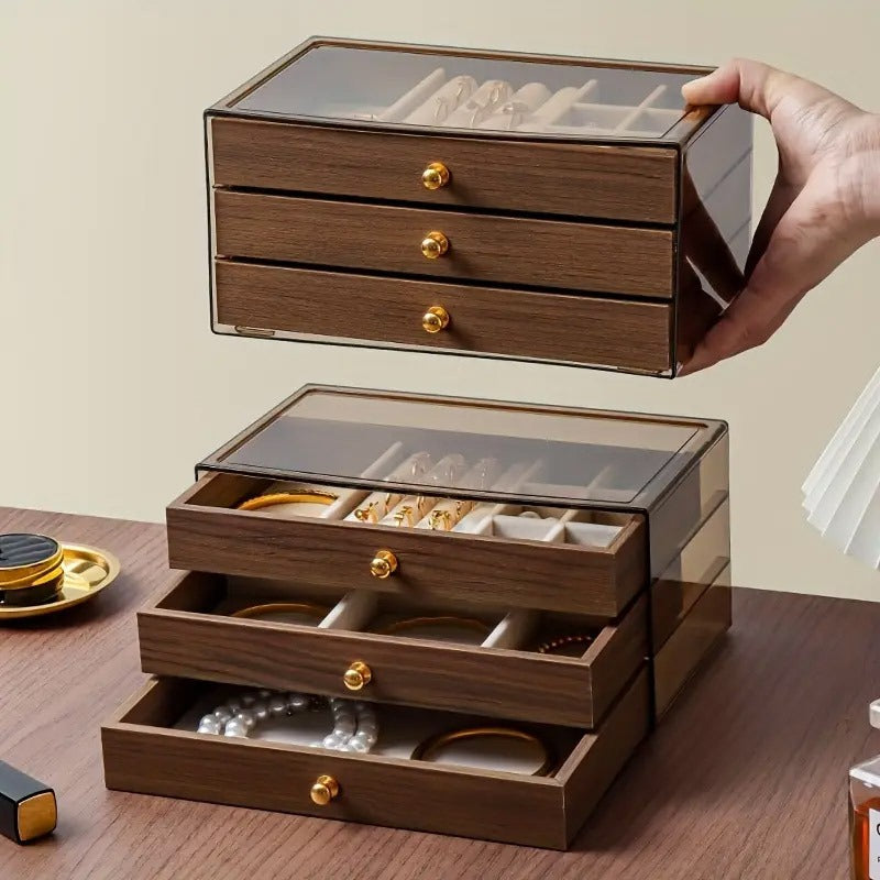 Wood 3 Drawer Jewelry Storage Organizer